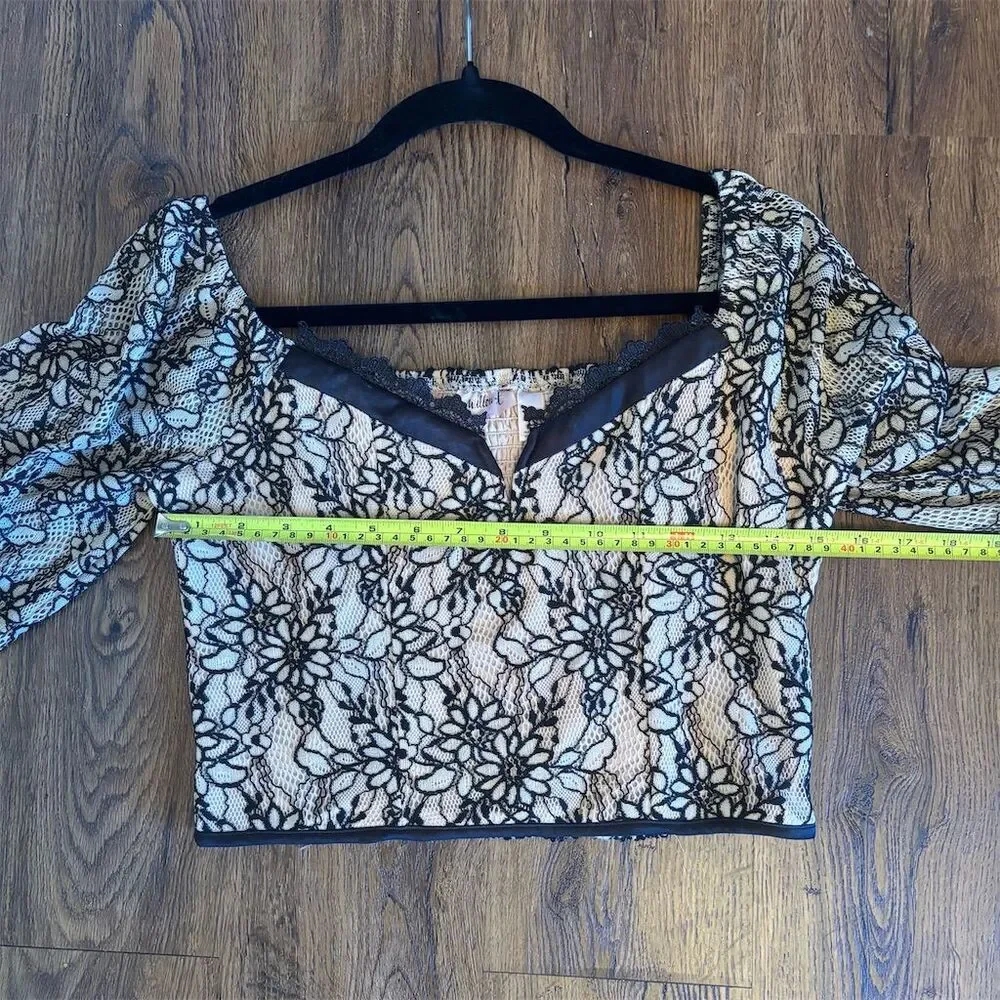 Willow + Root XS Floral Lace Sheer Long Sleeve Crop Top Multicolor - Picture 14 of 14